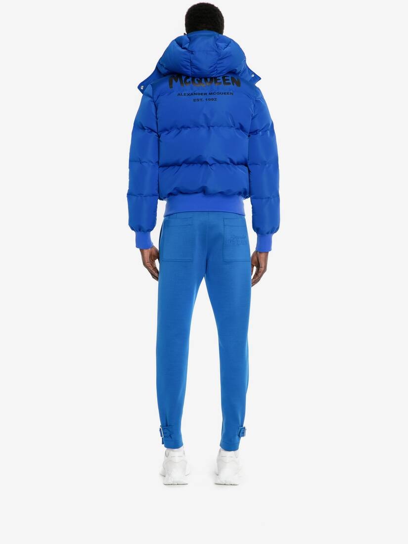 Men's McQueen Graffiti Puffer Jacket in Ultramarine/black - 4