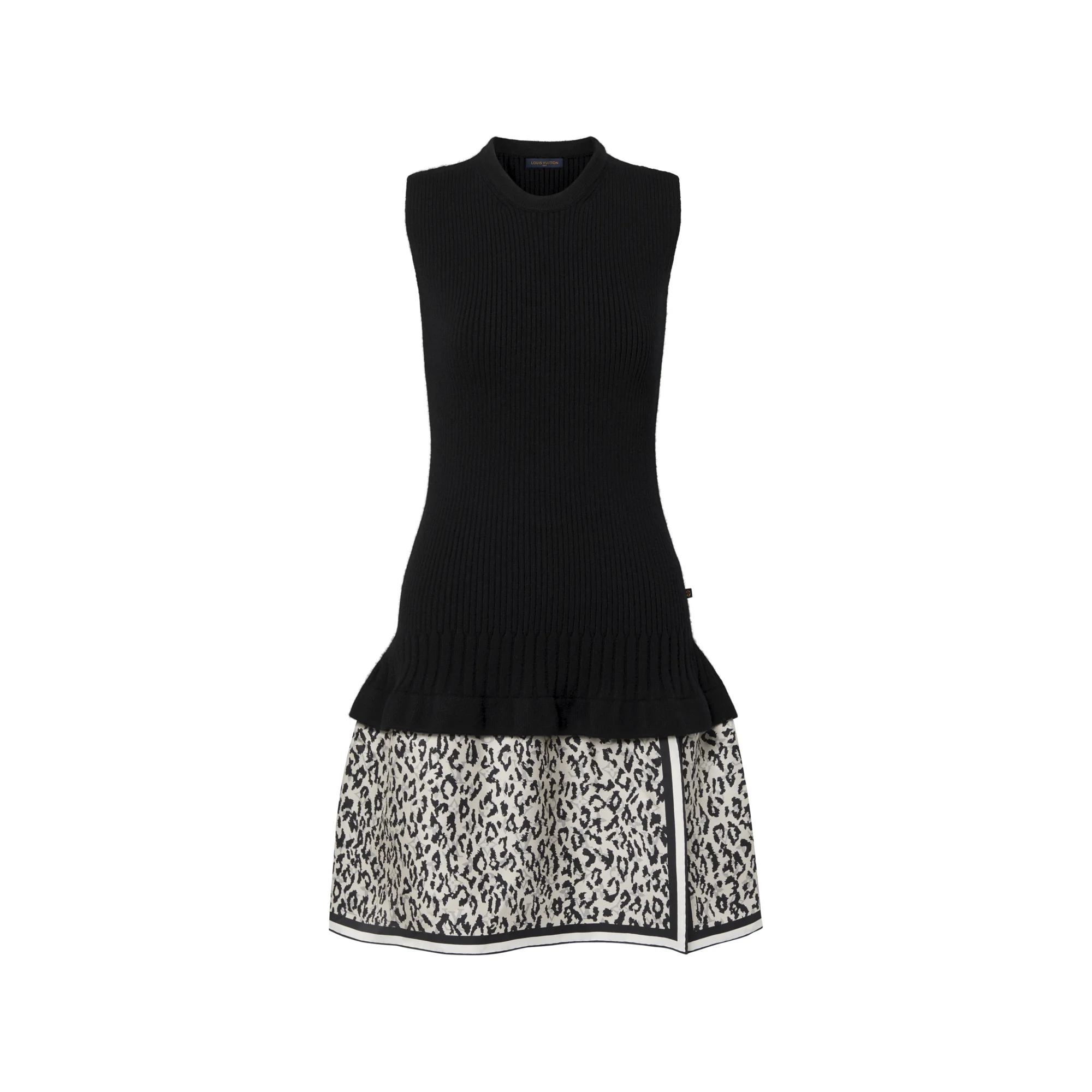 Leopard Print Insert Knit Dress - 1