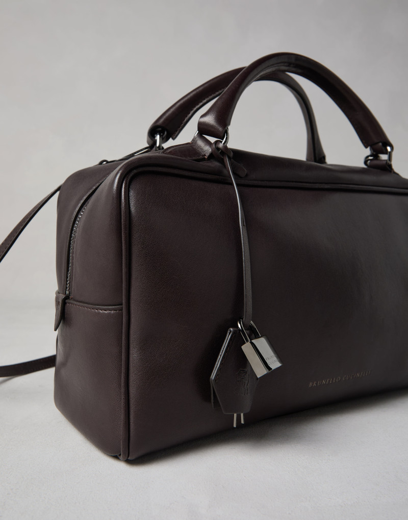 Wet-effect nappa leather large Boston bag 3