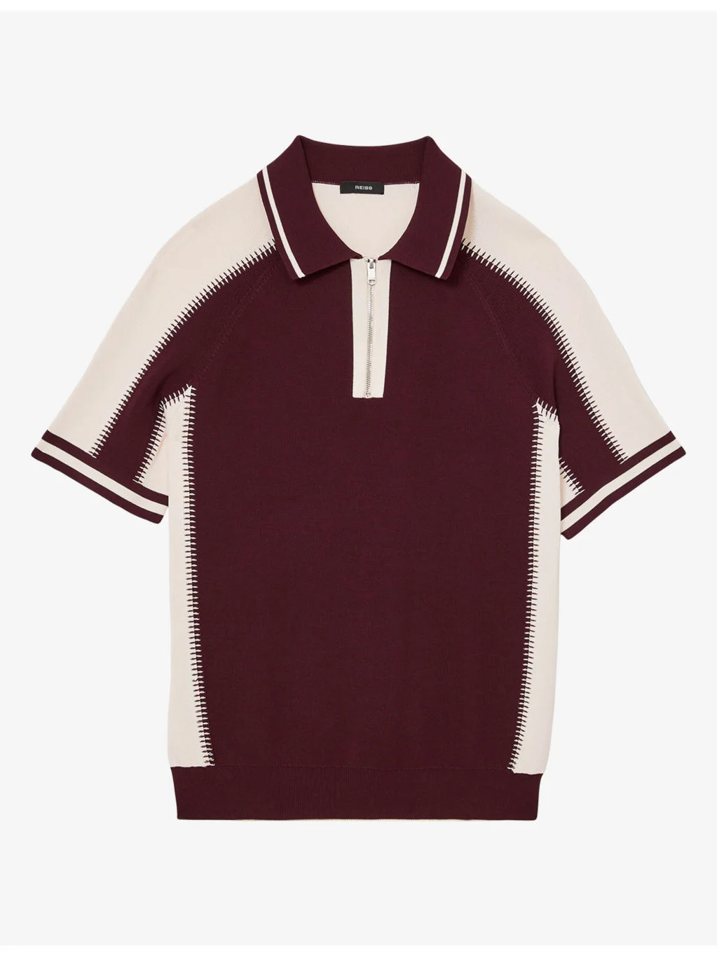 Elmers Half-Zip Colour-Block Knitted Polo - 1