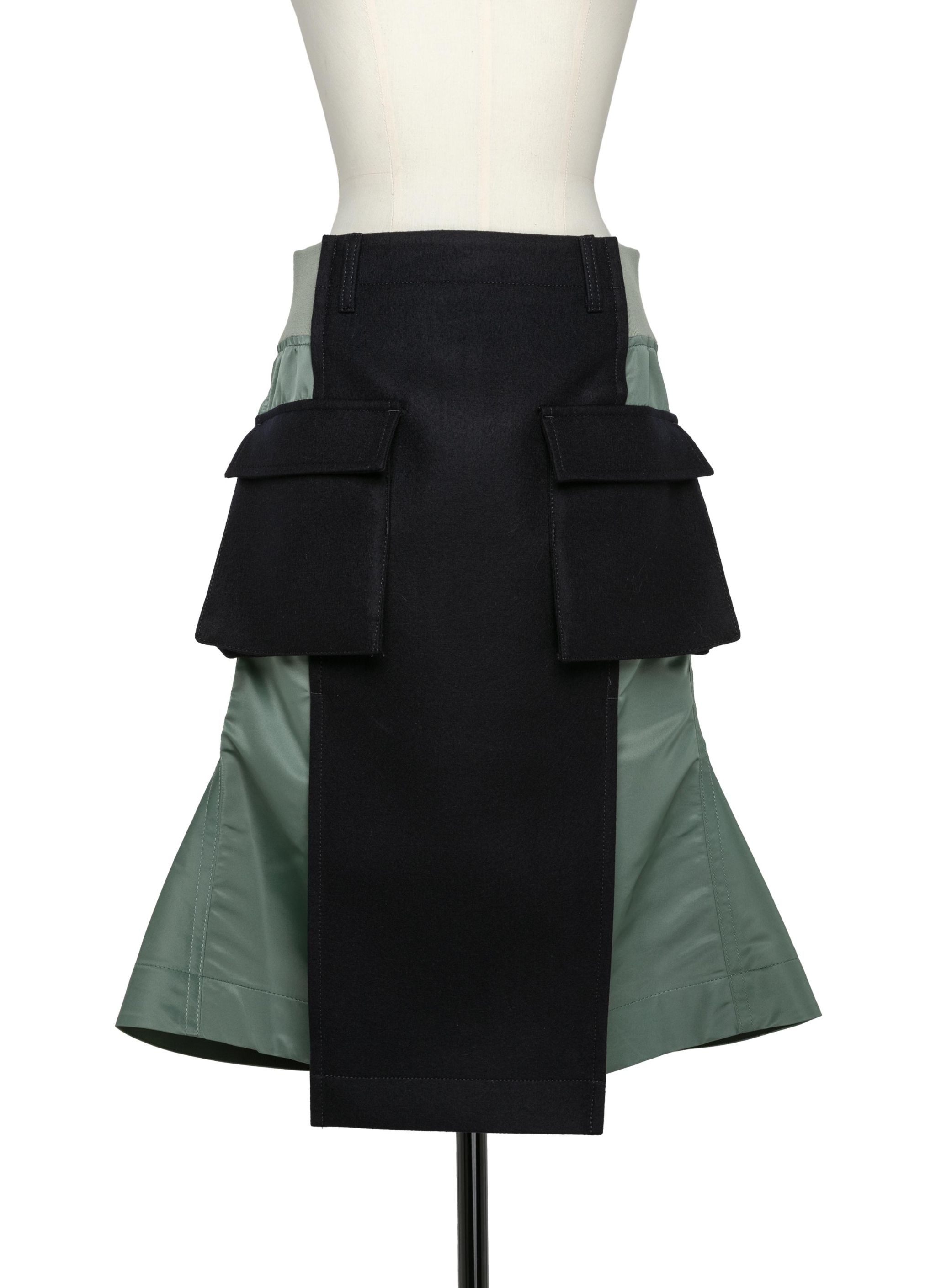Wool Melton x Nylon Twill Skirt - 2