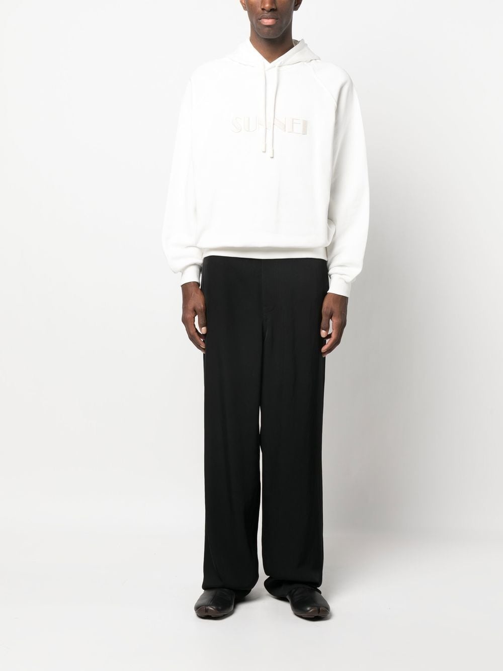 logo-embroidered cotton hoodie - 2
