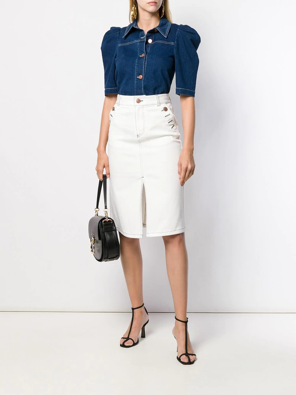 split front denim skirt - 2