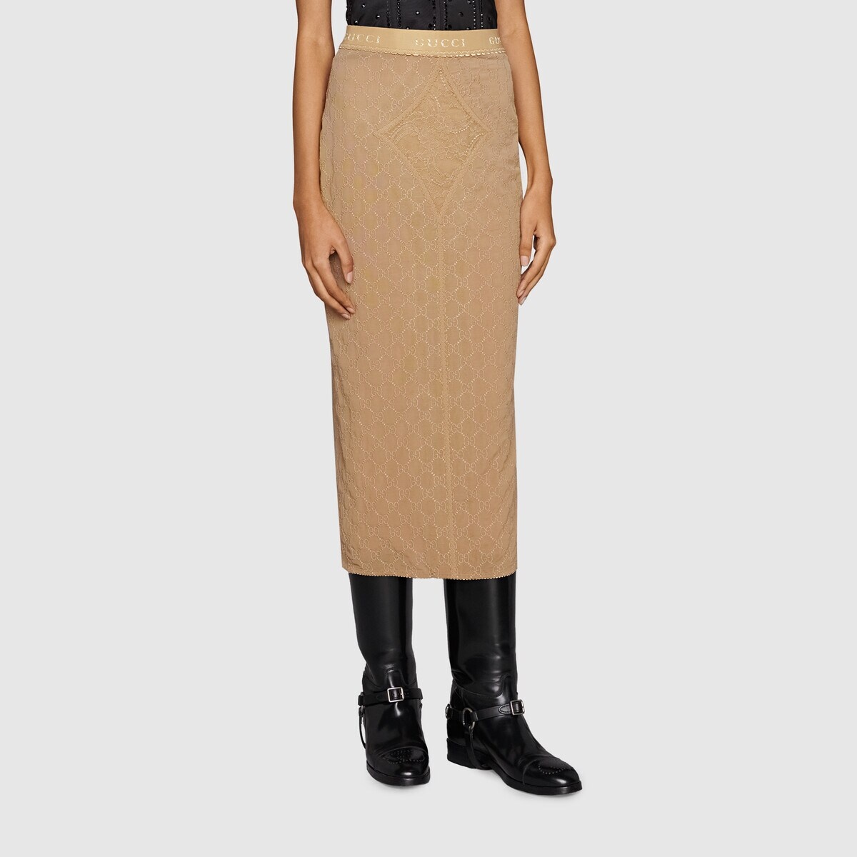 GG embroidered heavy tulle skirt - 3