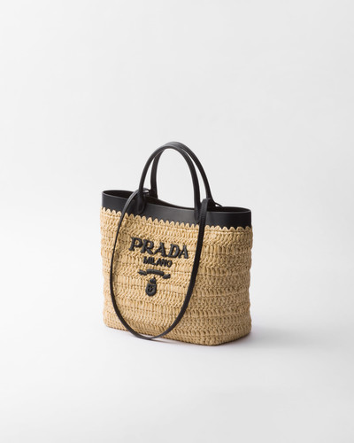 Prada Small woven fabric and leather tote bag outlook