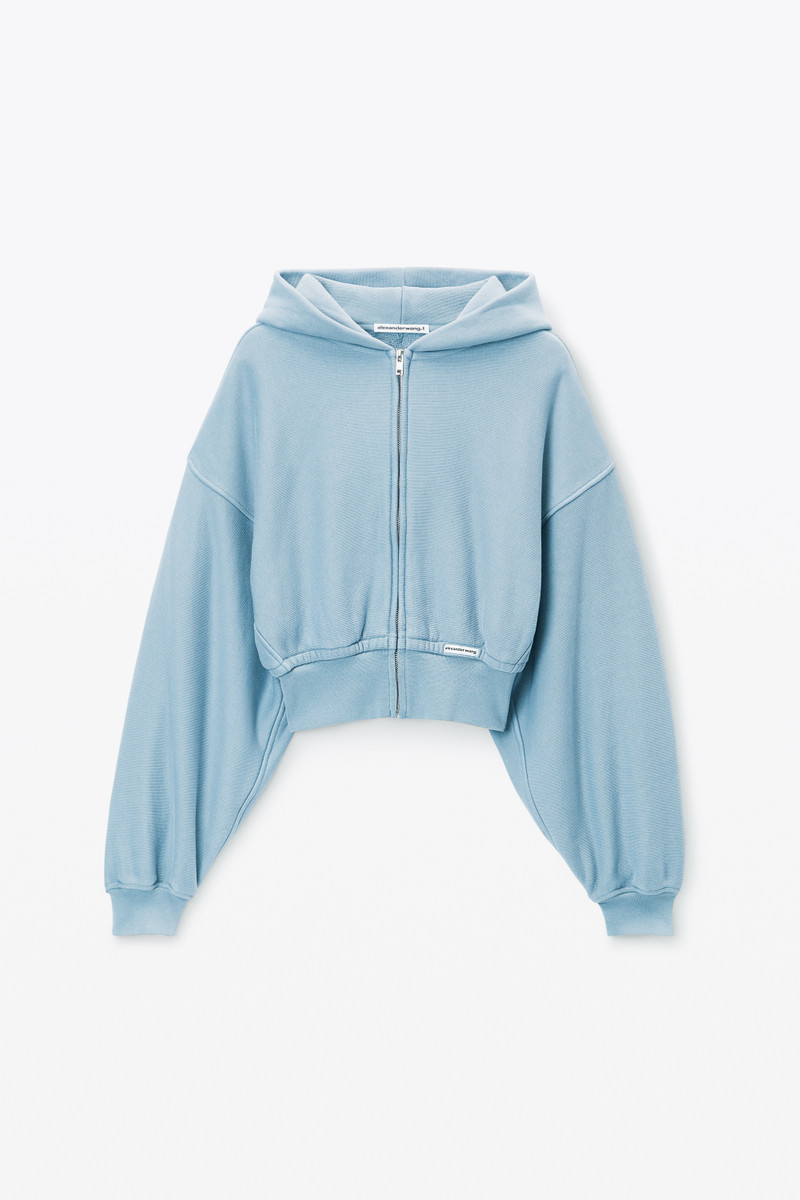 Light Blue Cropped Zip-Up Hoodie 1