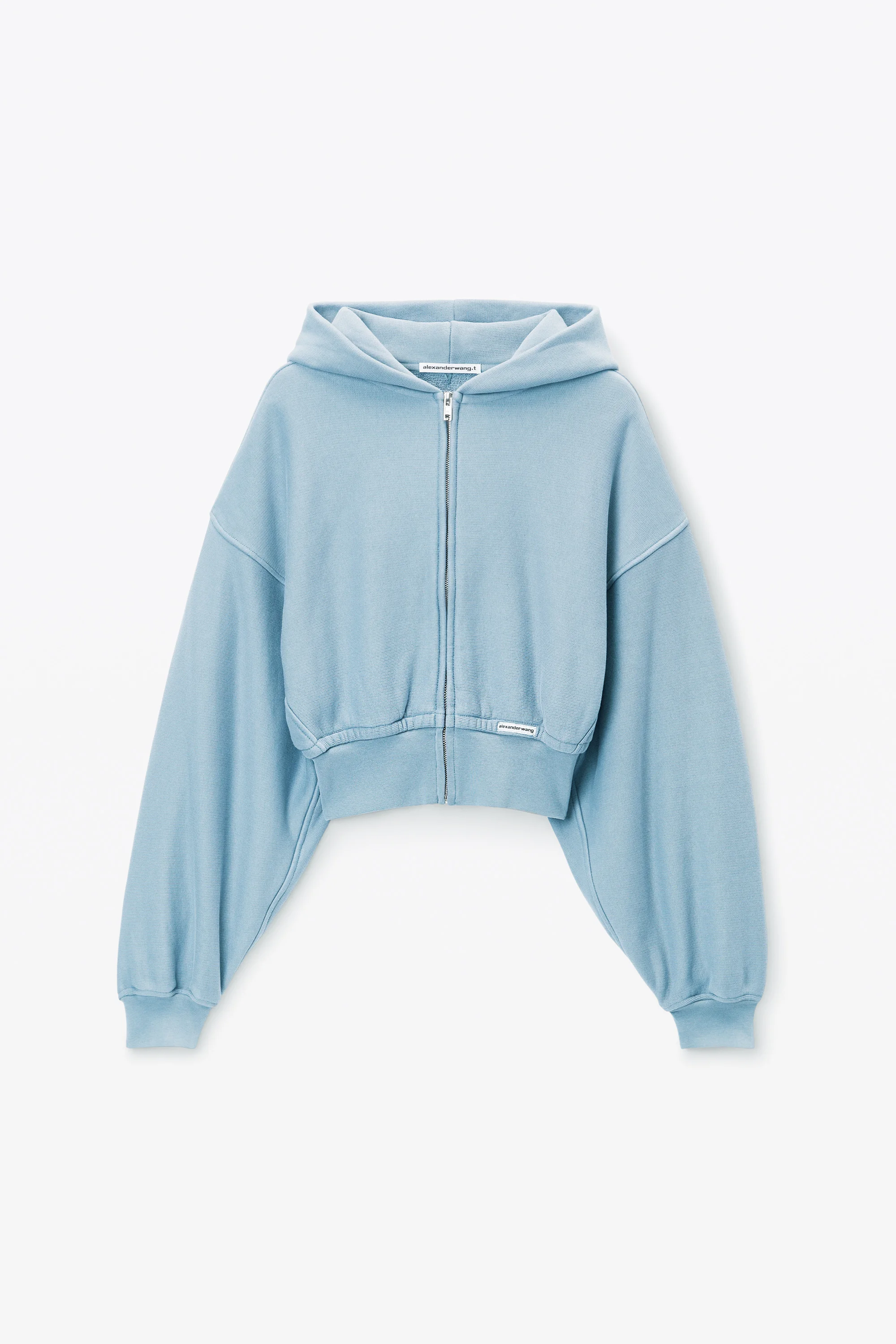Light Blue Cropped Zip-Up Hoodie - 1