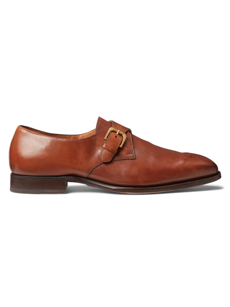 Men's Darnell Burnished Monk-Strap Shoes - Tan 1