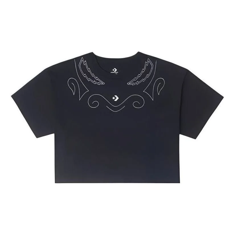 (WMNS) Converse Proud To Be Oversized Cropped T-Shirt 'Black' 10027209-A01 - 1