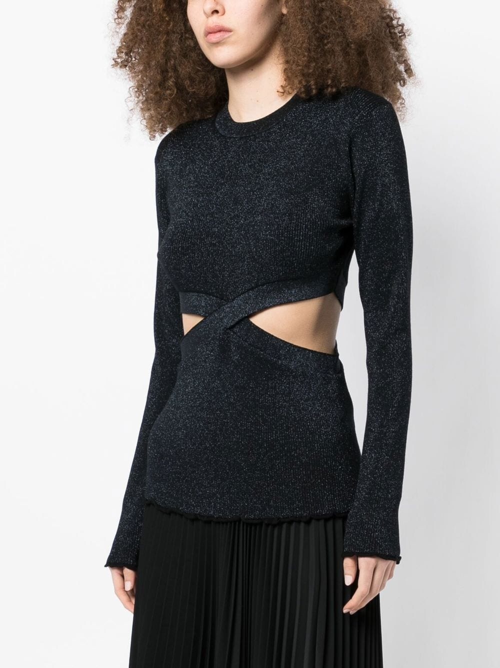 lurex cut-out knitted top - 3