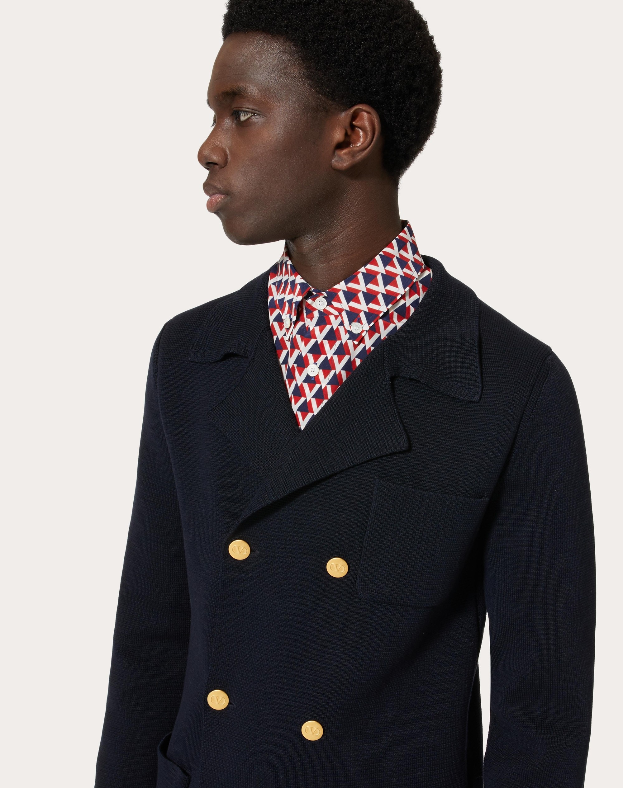 DOUBLE-BREASTED COTTON KNIT JACKET - 5