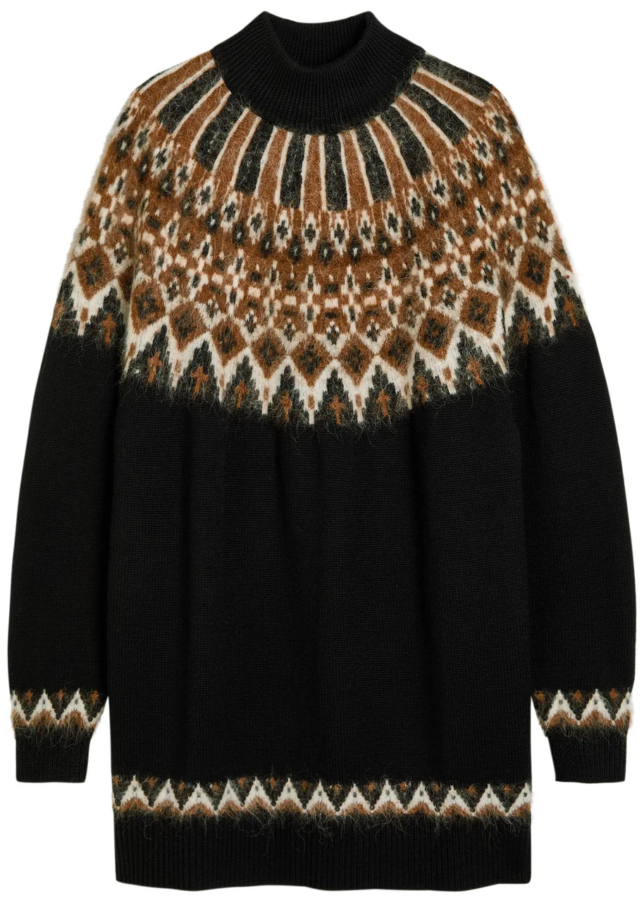 Staud Liza Patterned Wool-blend Jumper Dress - 1