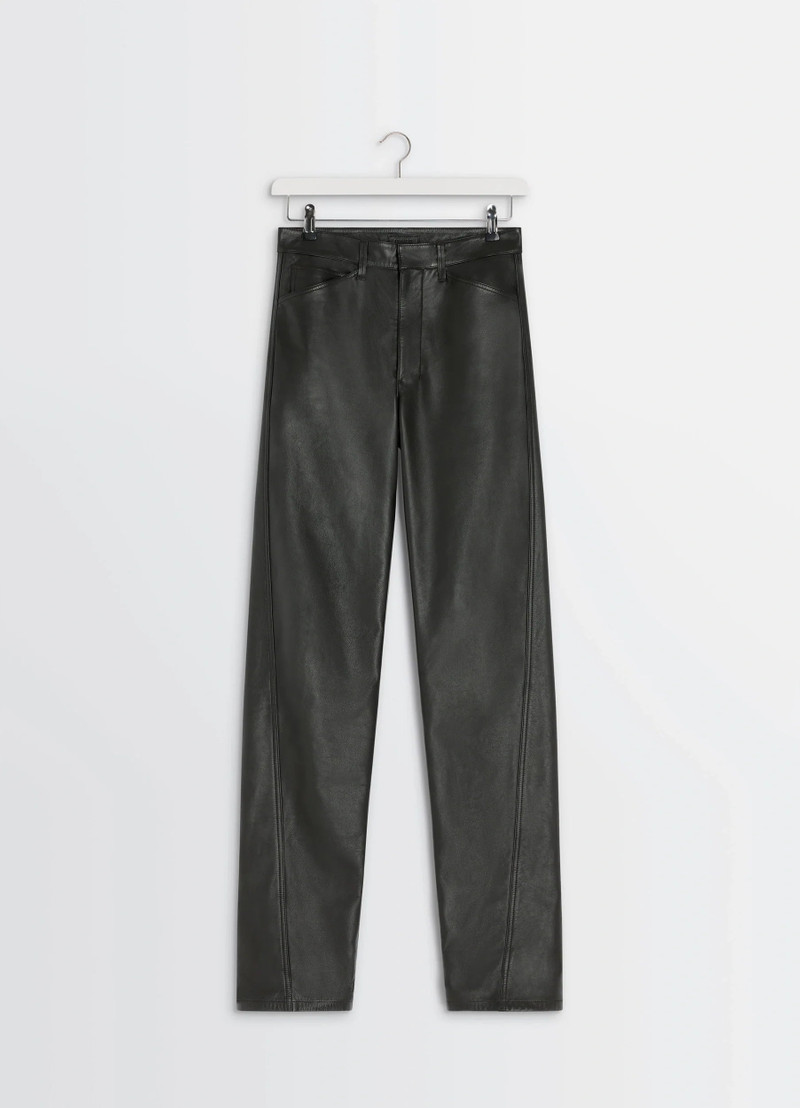 LEATHER FIVE POCKETS TWISTED PANTS 1