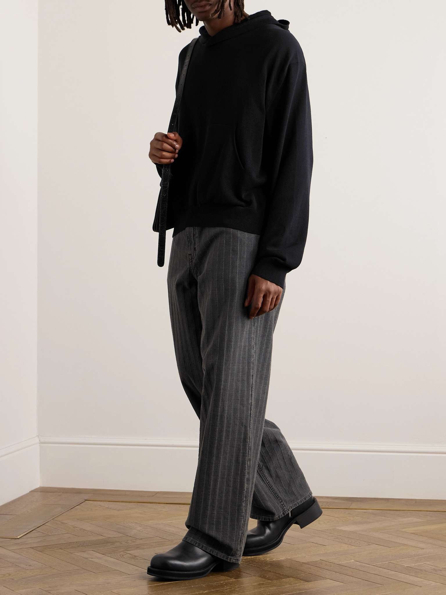Our Legacy Knitted Hoodie Shadow Black Crispy Cotton