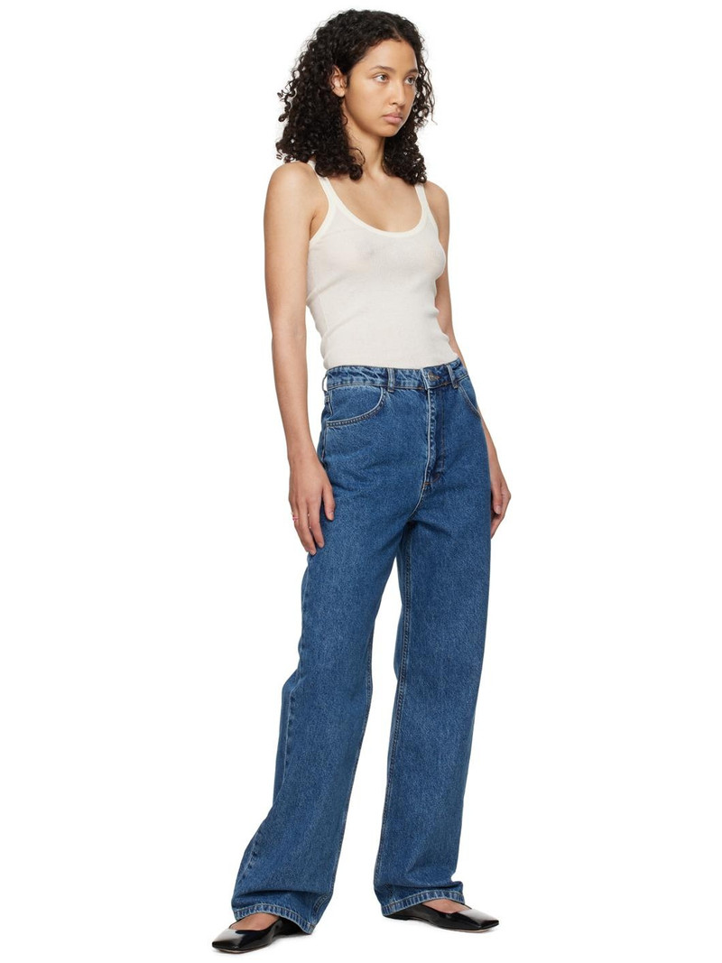 RÓHE Blue High-Waisted Straight Leg Jeans outlook