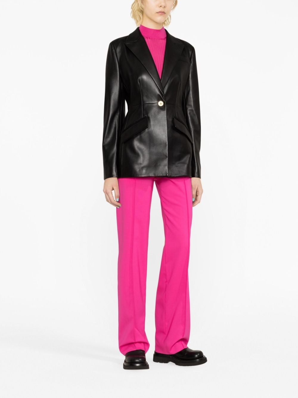 Medusa single-breasted leather blazer - 2