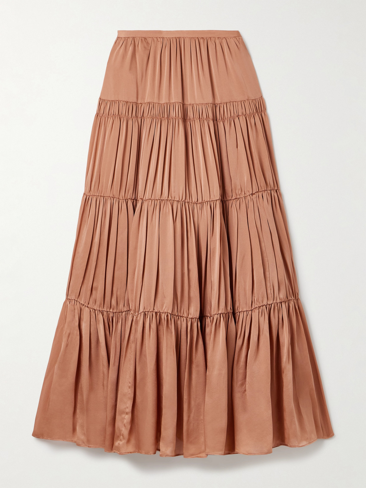 Gaelle Tiered Gathered Silk Maxi Skirt - 1