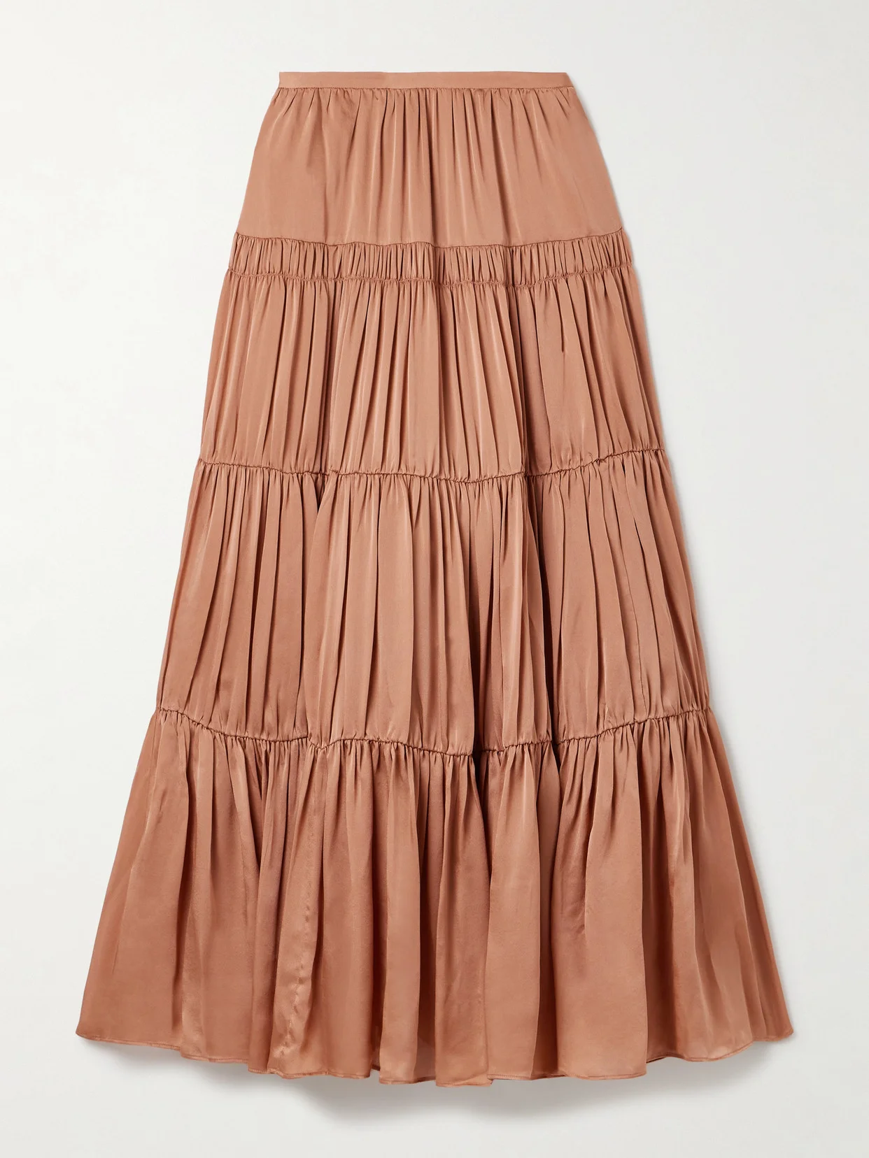 Gaelle Tiered Gathered Silk Maxi Skirt - 1