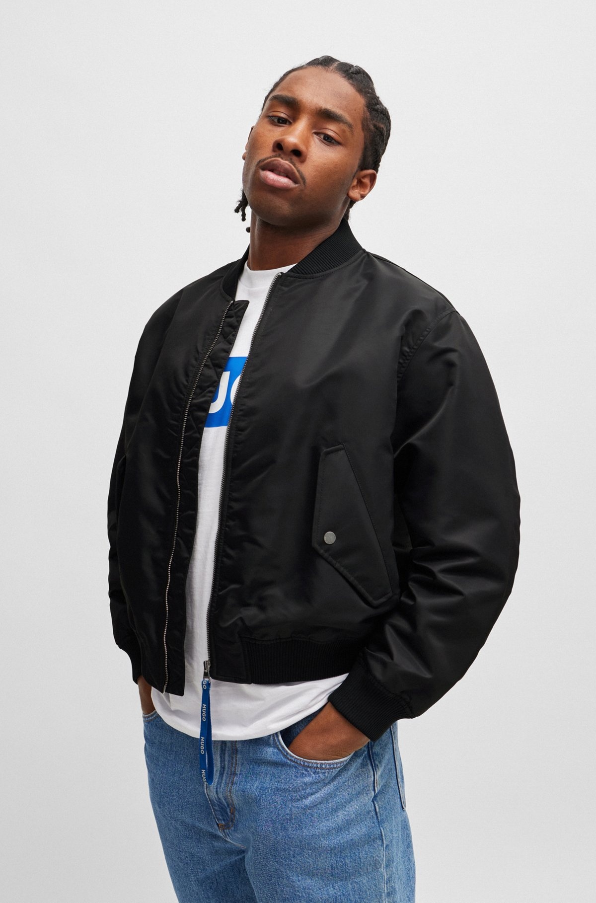 WATER-REPELLENT BOMBER JACKET WITH BRANDED ZIP PULLER - 5
