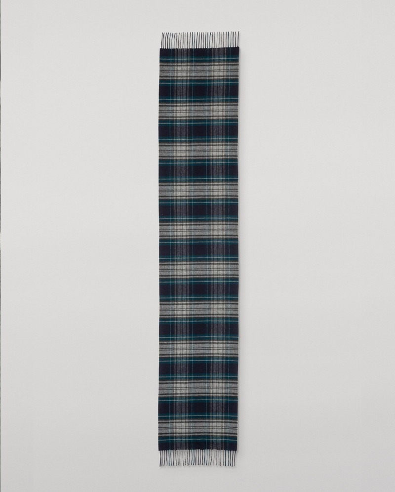 Doune Vintage Check Navy Merino Scarf 4