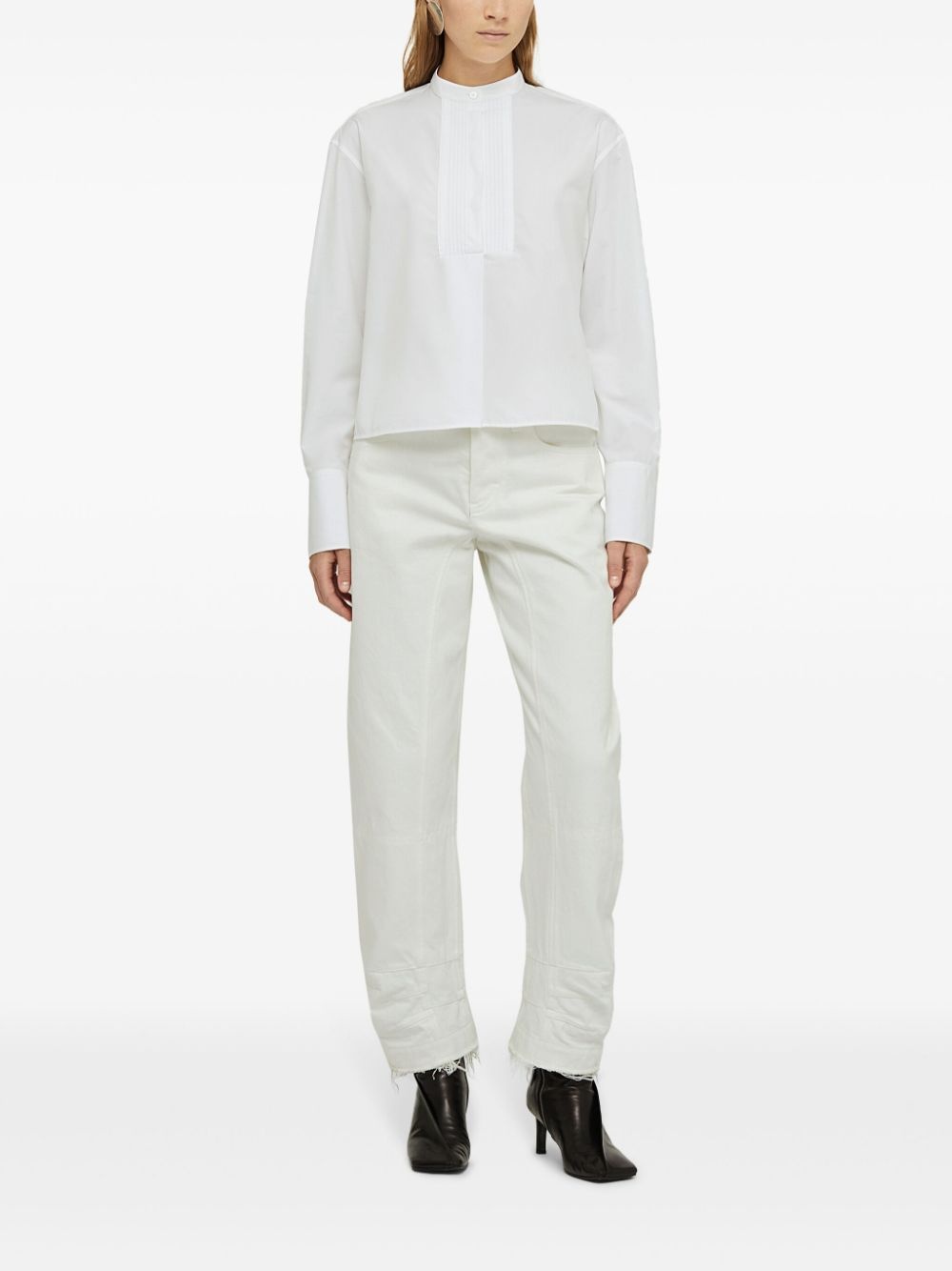 band-collar cotton shirt - 2