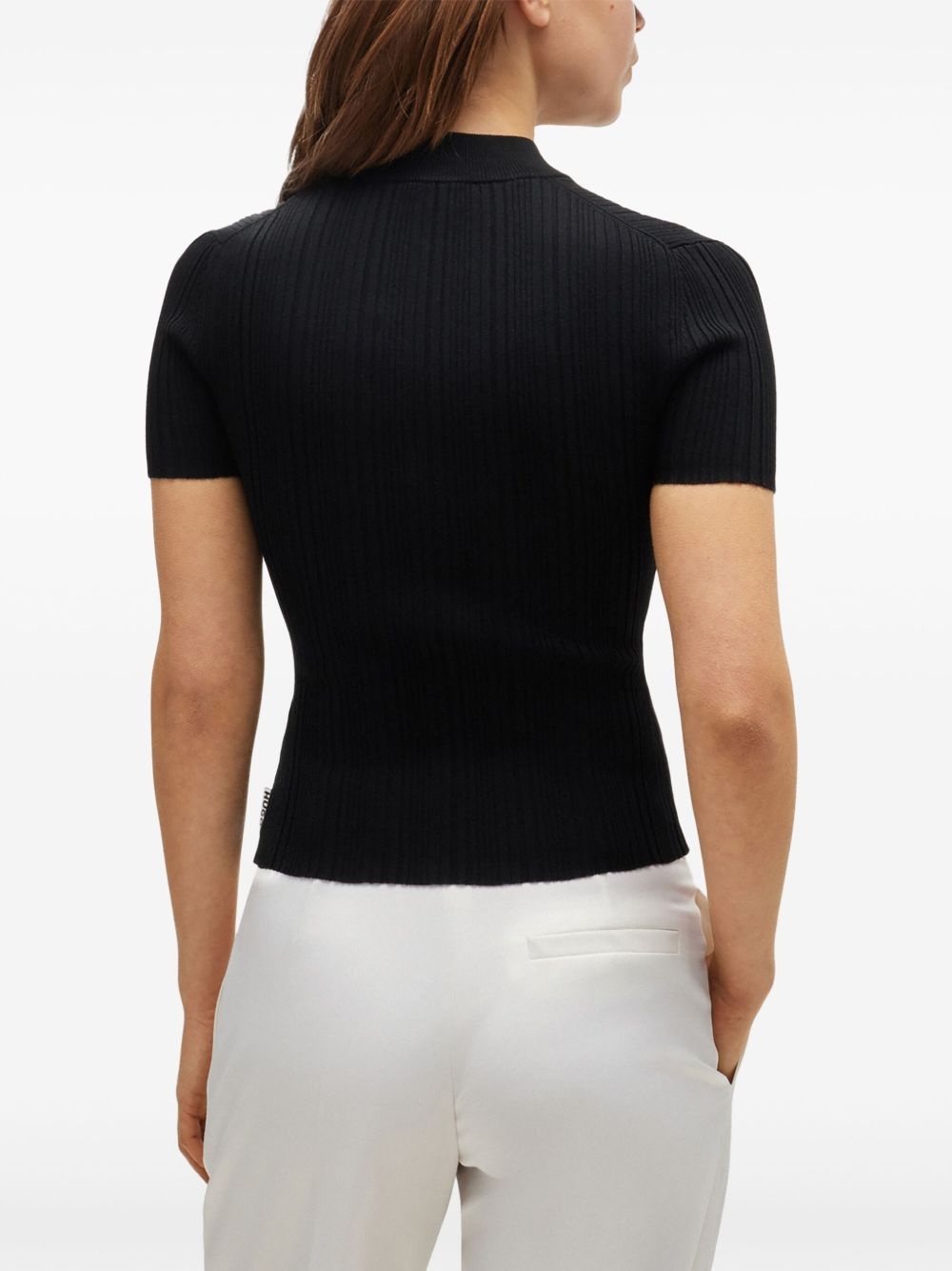 mock-neck ribbed-knit top - 4