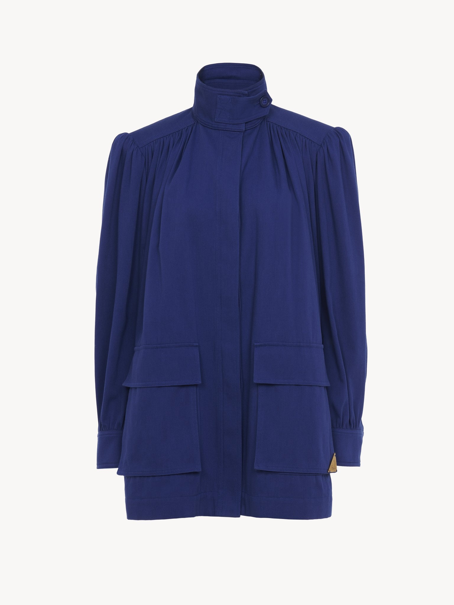 HIGH-NECK UTILITARIAN JACKET IN COTTON CANVAS - 2