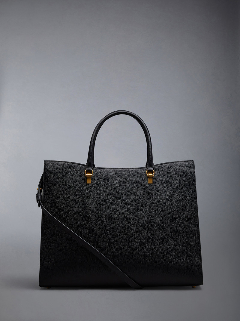 Black Pebbled Calfskin Large Duet Tote 3