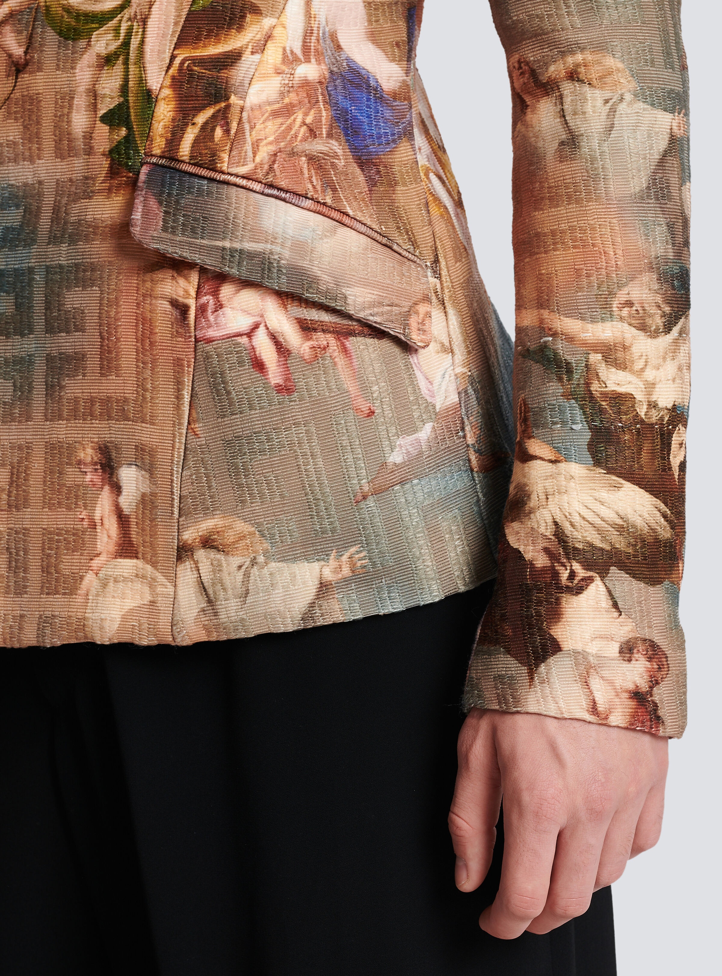 Sky print collarless jacket - 8