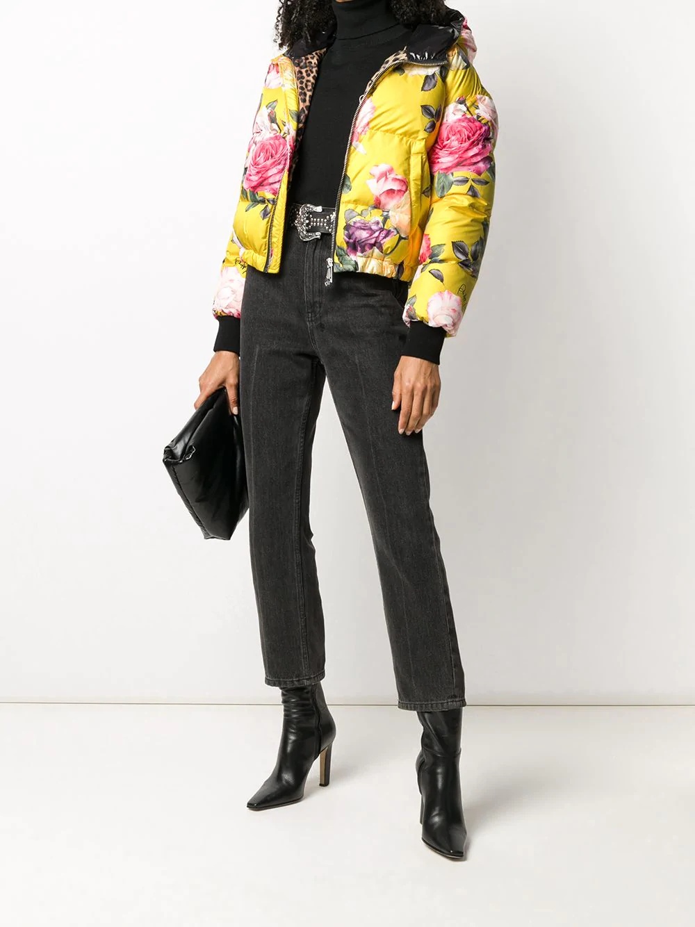 floral-print hooded puffer jacket - 2