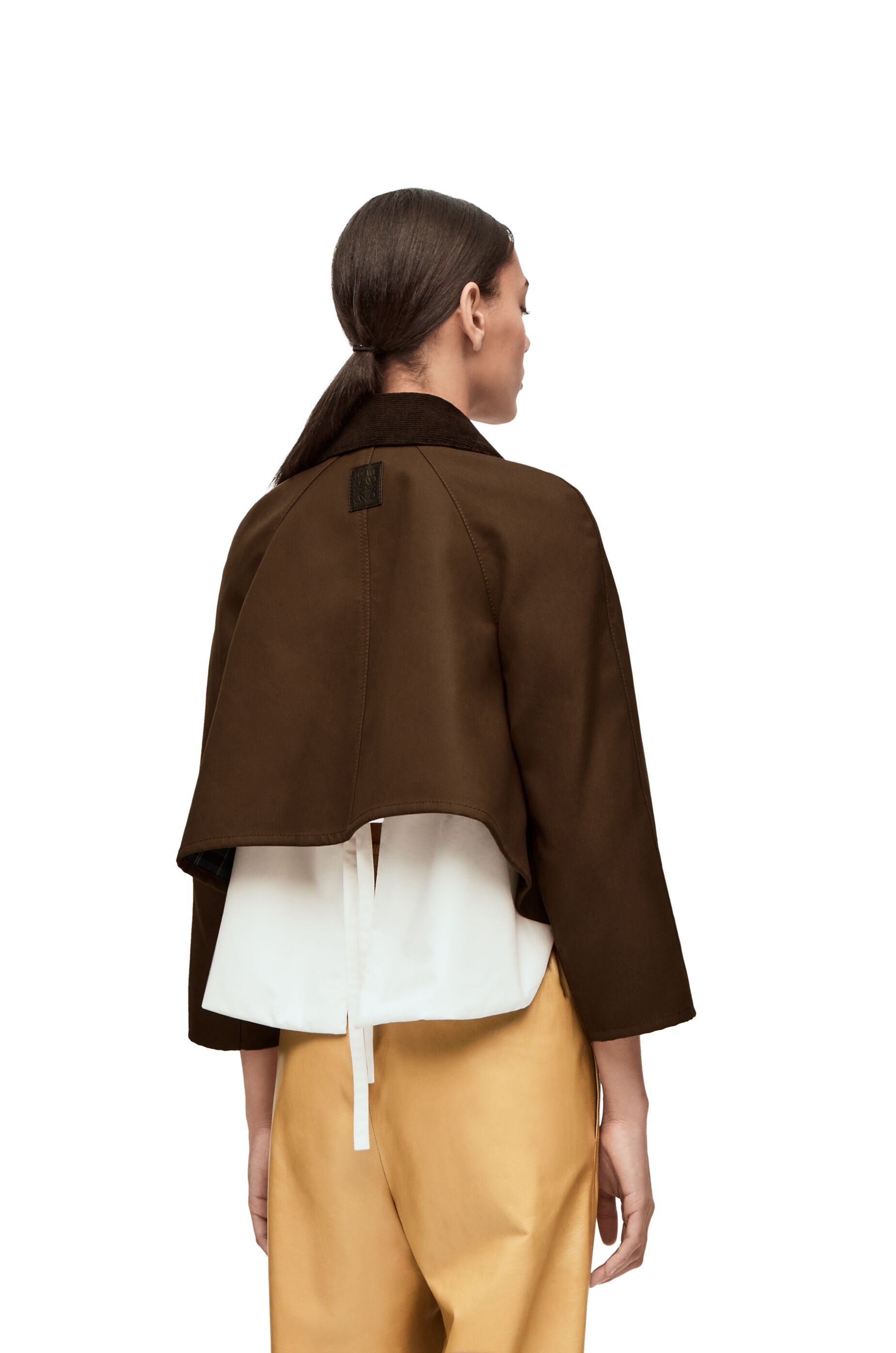 Short trapeze parka in waxed cotton - 4