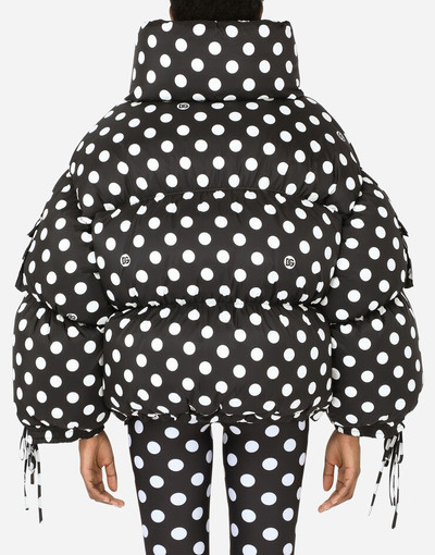 Dolce & Gabbana Nylon down jacket with polka-dot print outlook