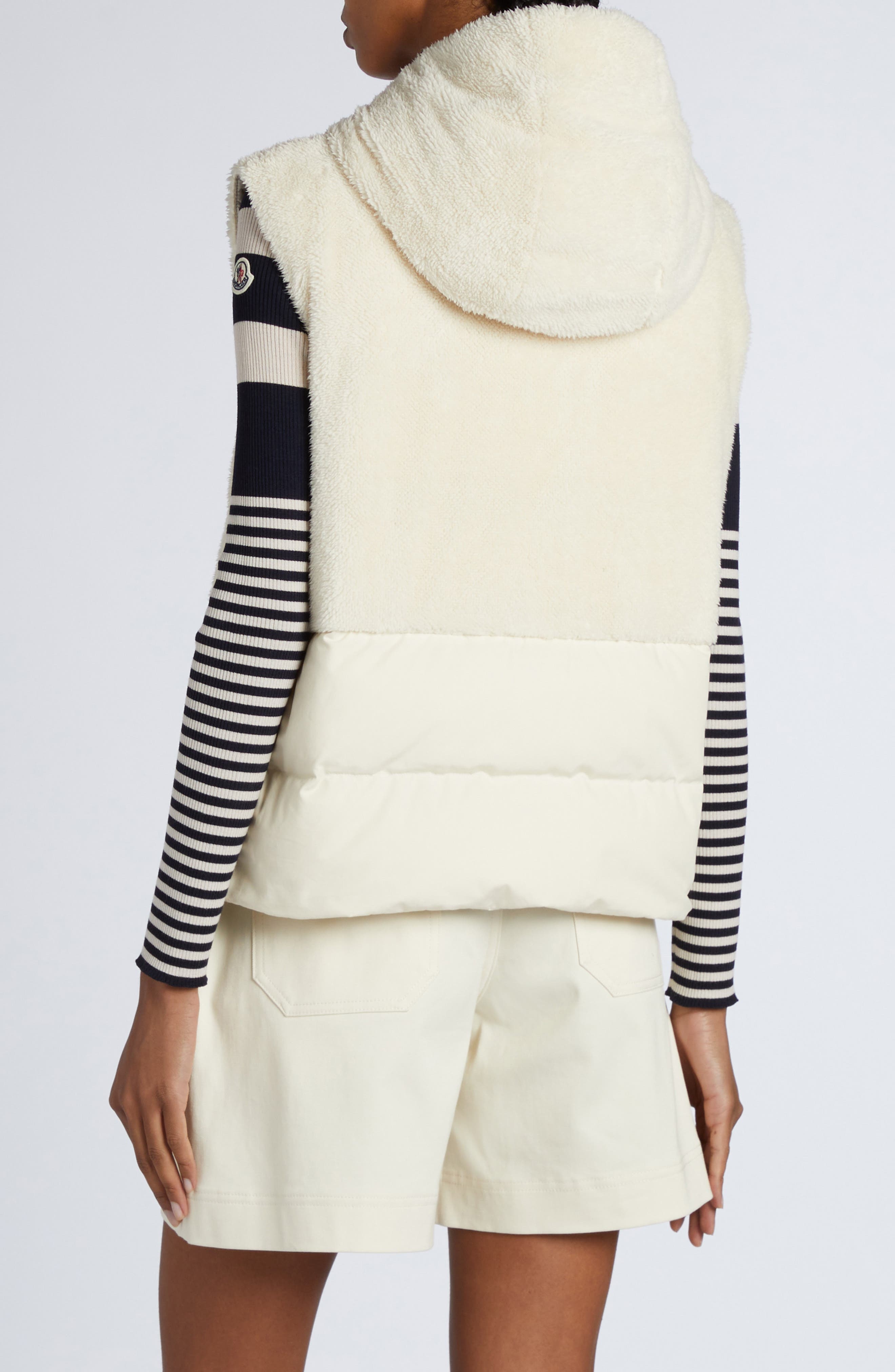 Moncler Floy Mixed Media Down Vest in Silk White at Nordstrom - 4