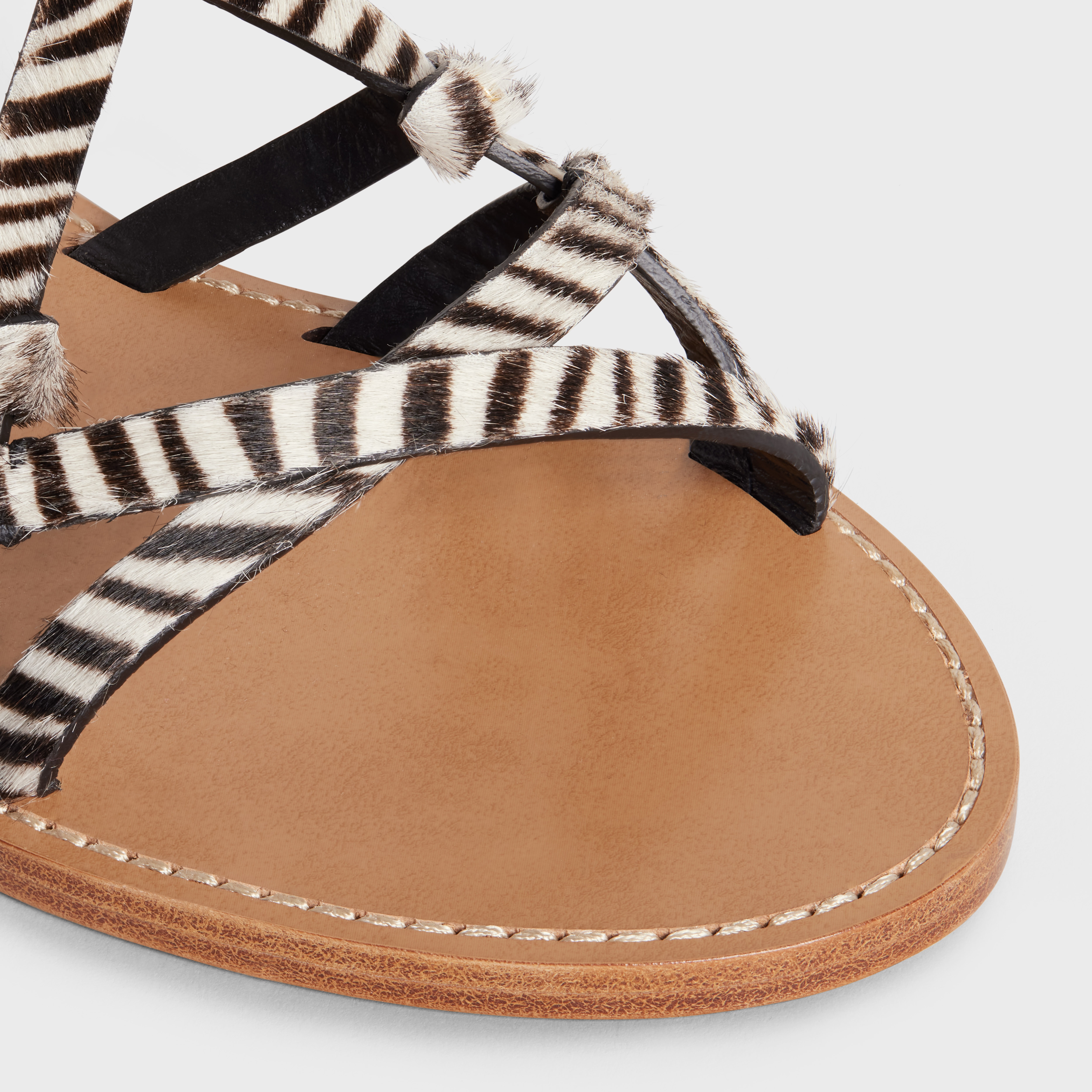 TAILLAT TRIOMPHE SANDAL in ZEBRA PRINTED HAIRY CALFSKIN - 4