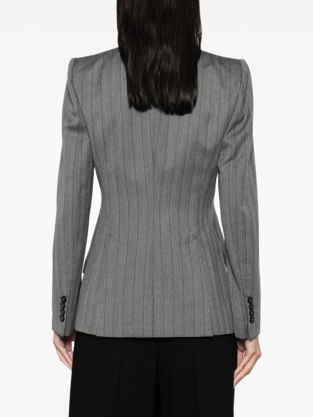 pinstripe single-breasted jacket - 4