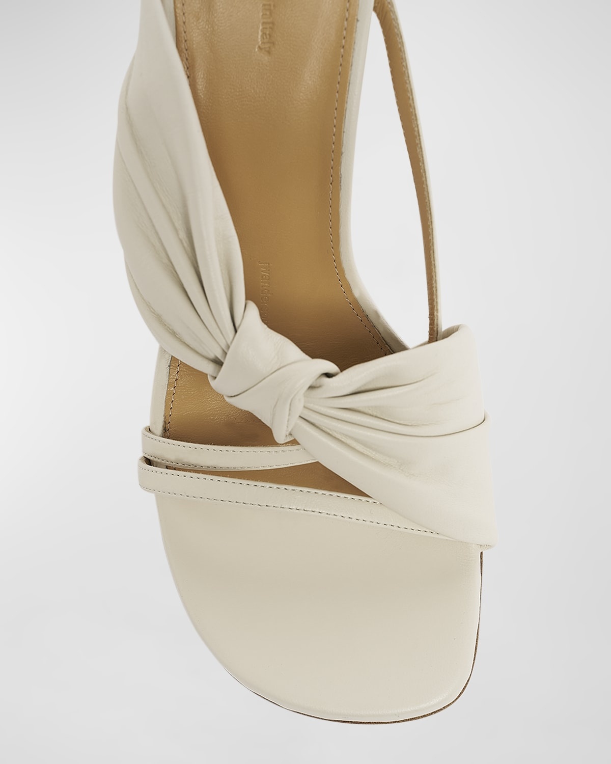 Lambskin Knot Chain-Heel Slide Sandals - 5