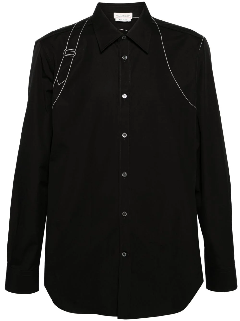 decorative-stitching cotton shirt - 1