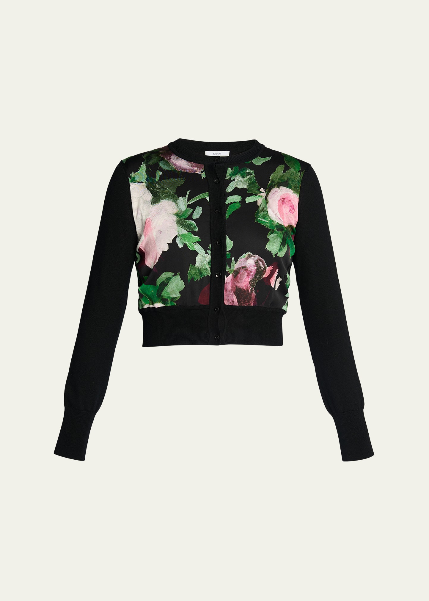 Floral Merino Wool-Blend Cropped Cardigan - 1