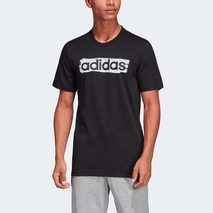 adidas E LIN BRUSH T Sports Round Neck Short Sleeve Black DV3046 - 3