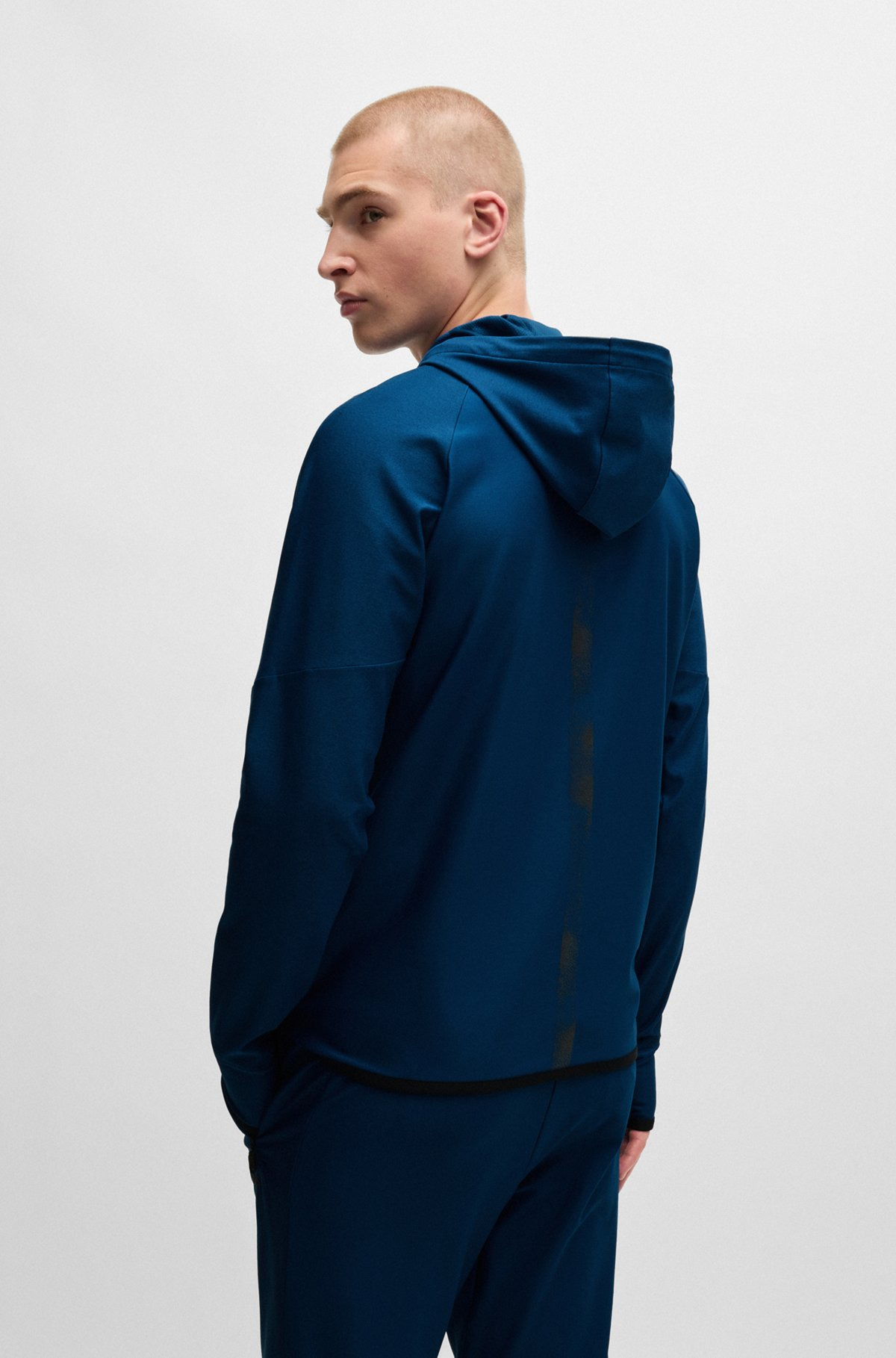 ACTIVE-STRETCH ZIP-UP HOODIE WITH LOGO DETAIL - 5