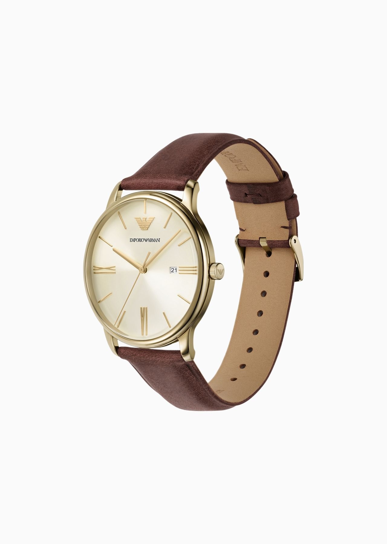 Three-Hand Date Brown Leather Watch 2