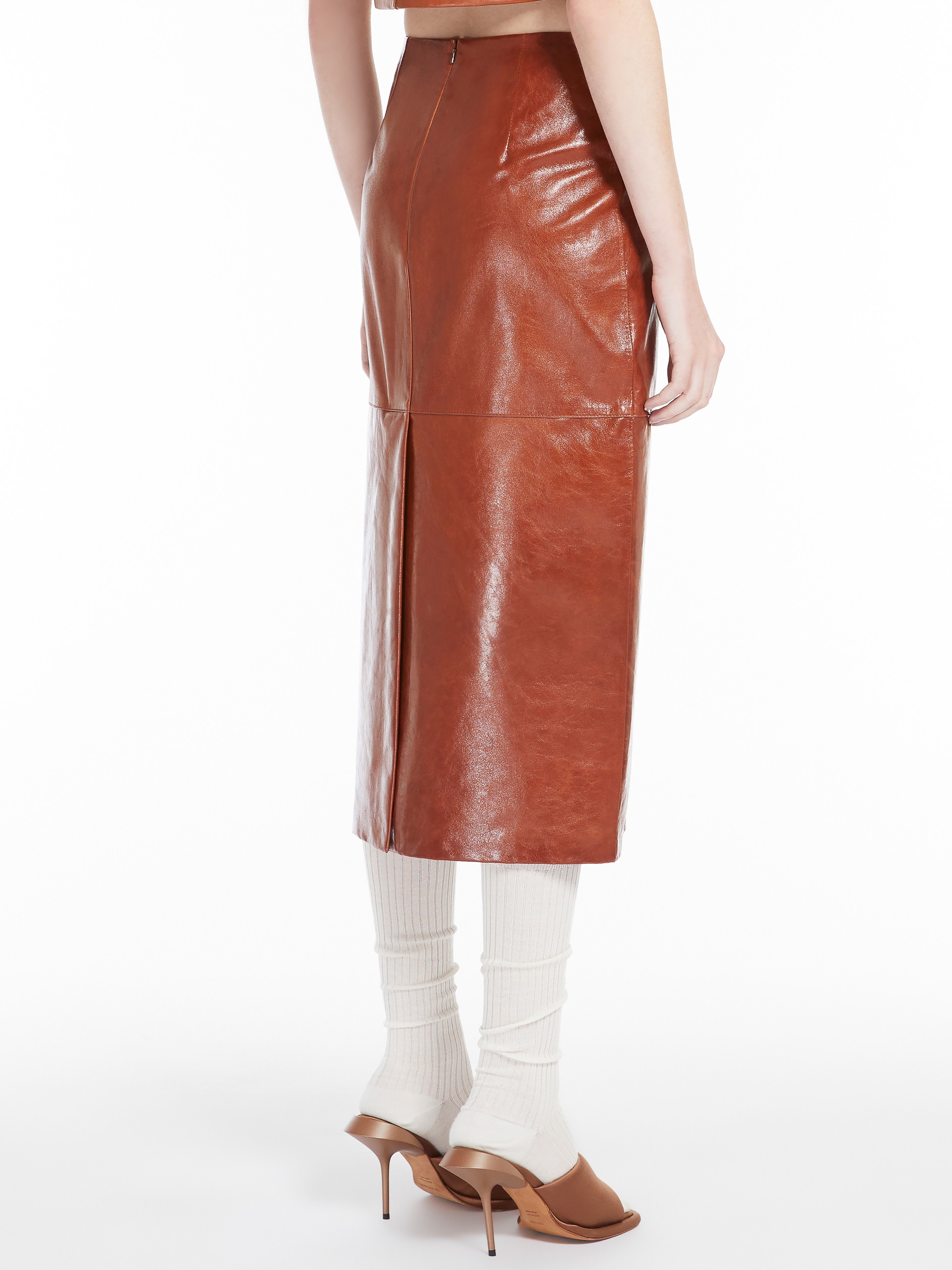 BAIRO Nappa-leather midi skirt - 4