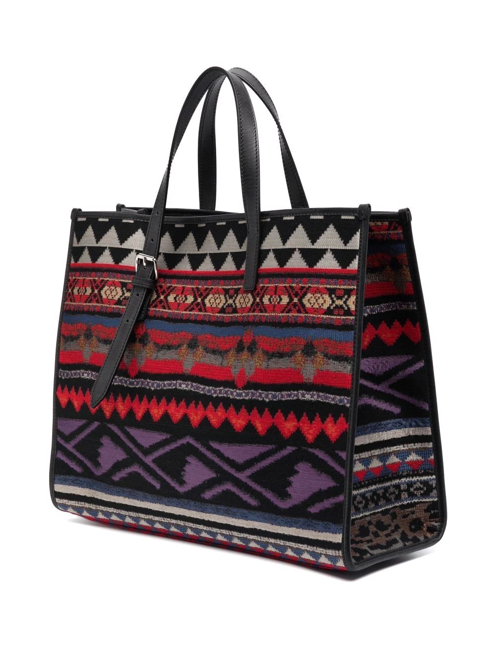 geometric-woven tote bag - 3