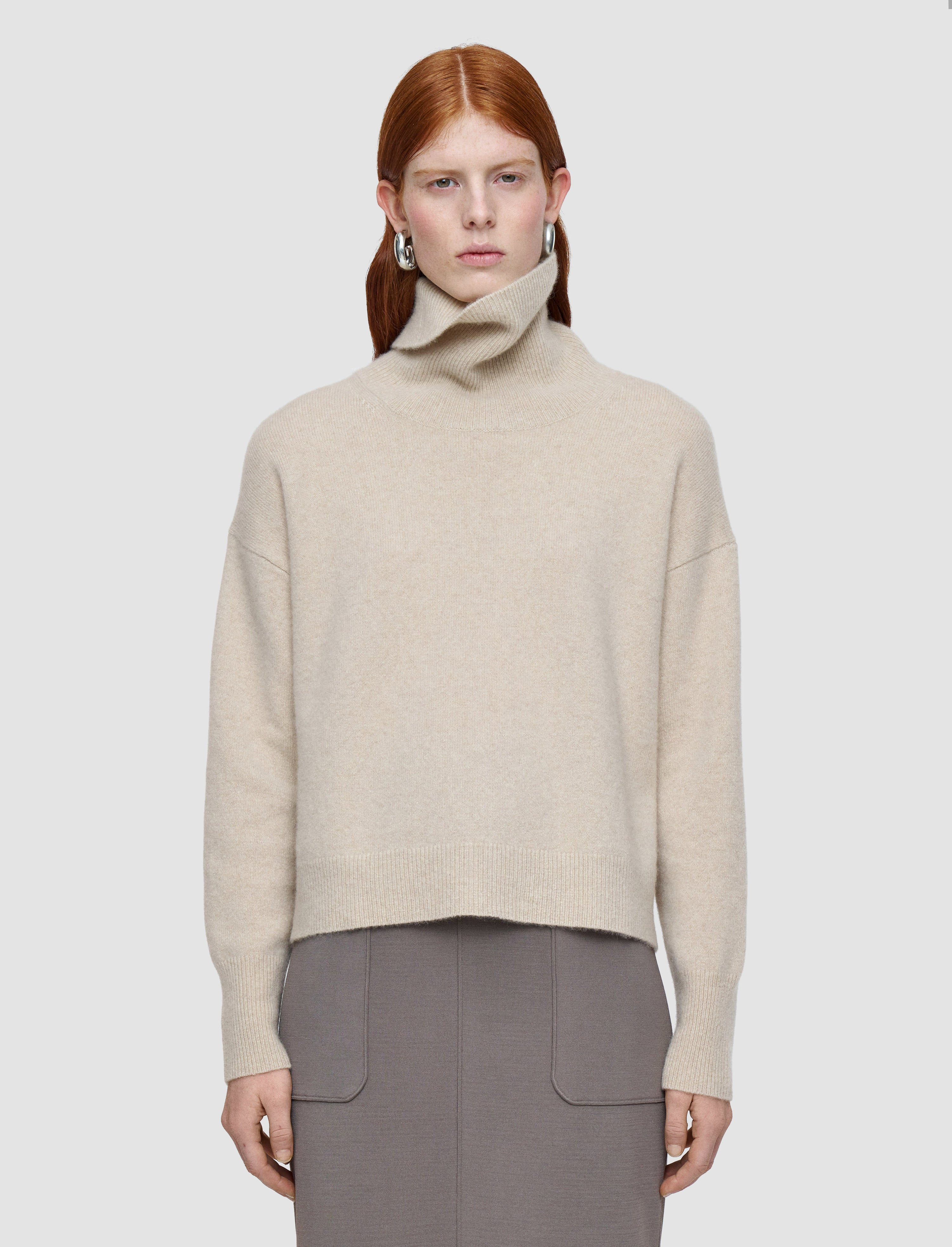 Brushed Cashmere High Neck Jumper - 3