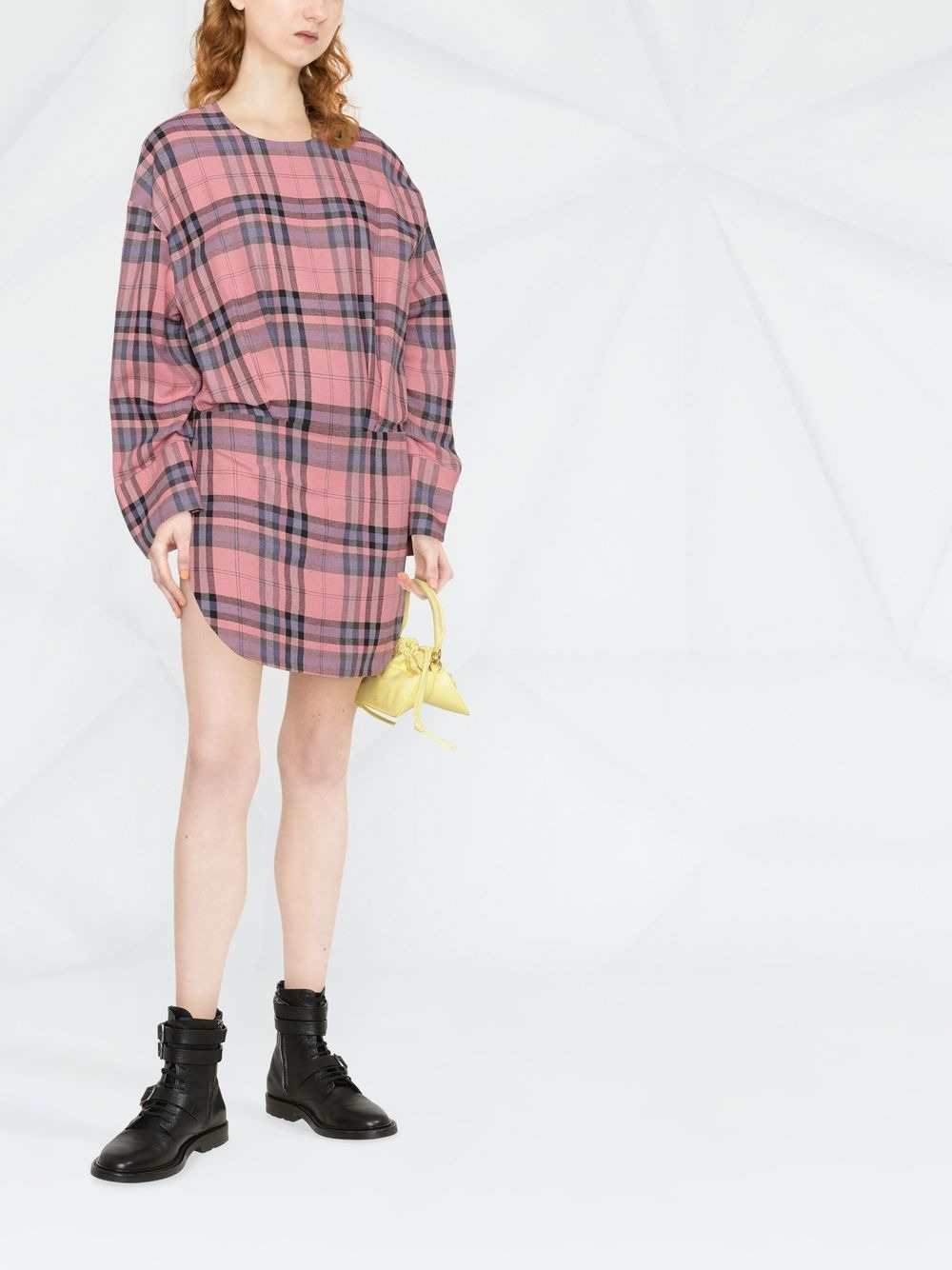 plaid-pattern mini shift dress - 2