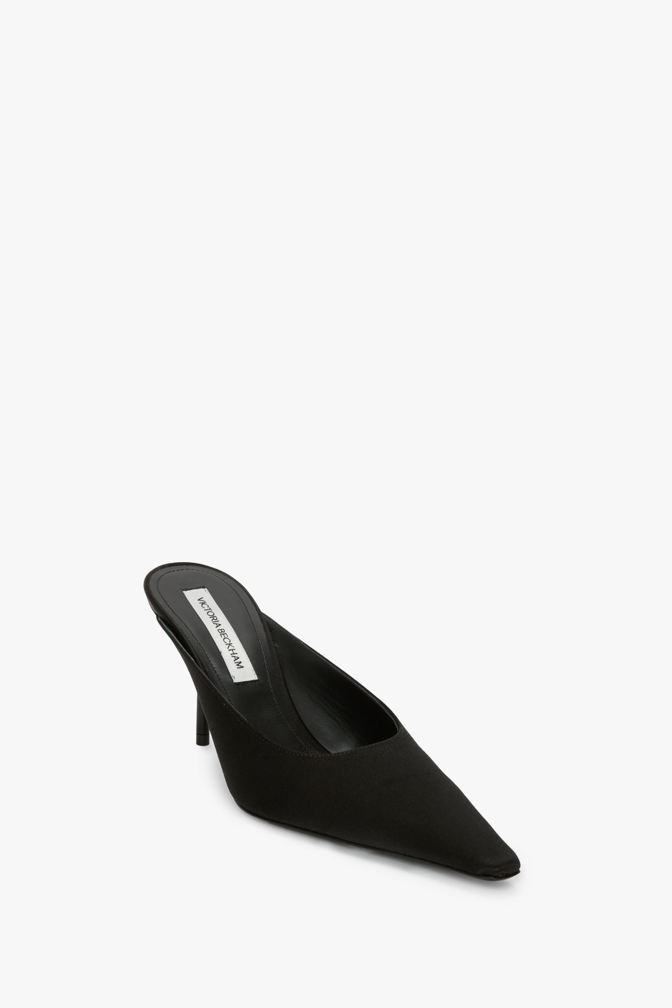 Sloan Stiletto Mule In Black Satin - 2