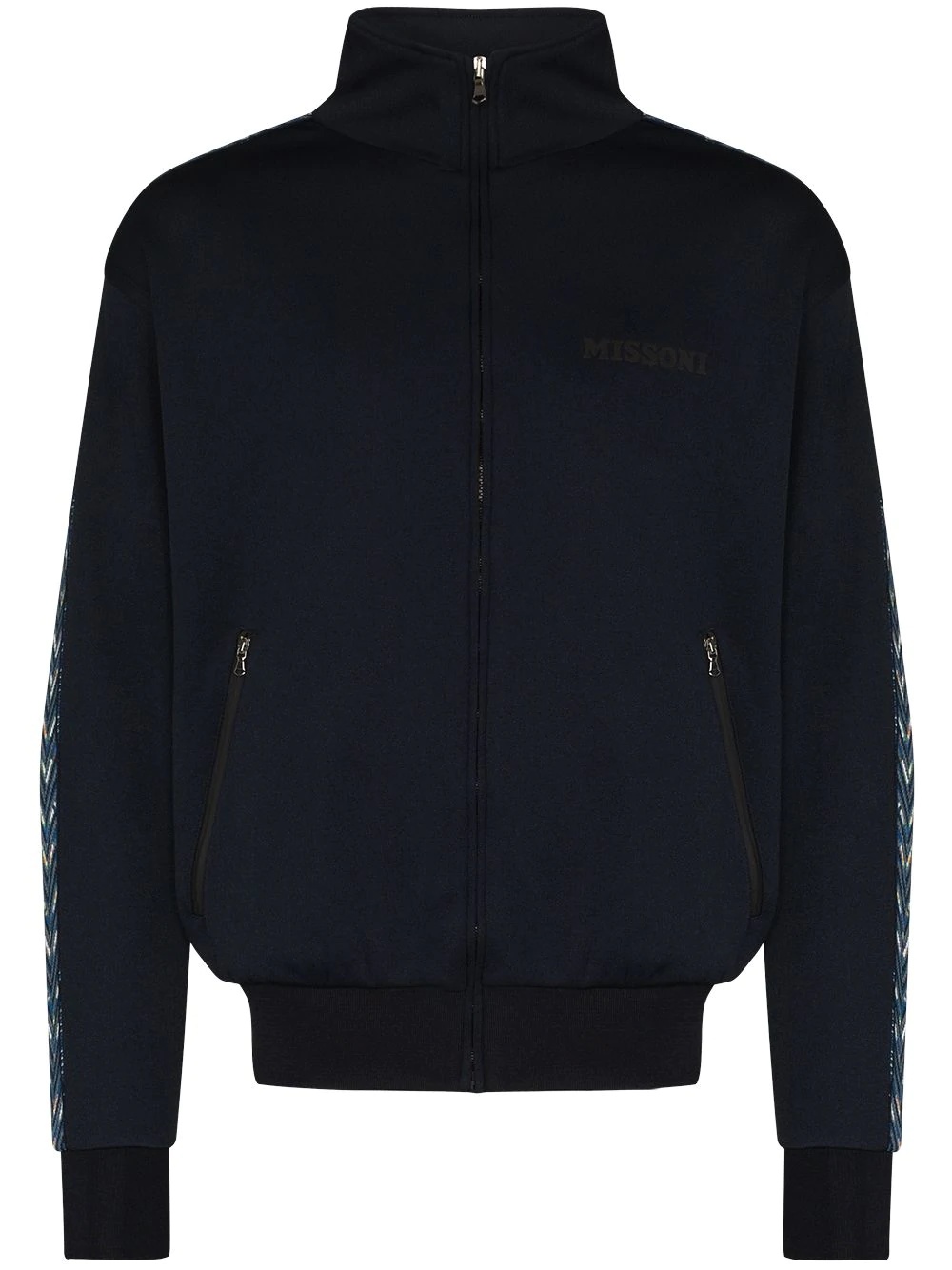 side panelled zip-up sweatshirt - 1