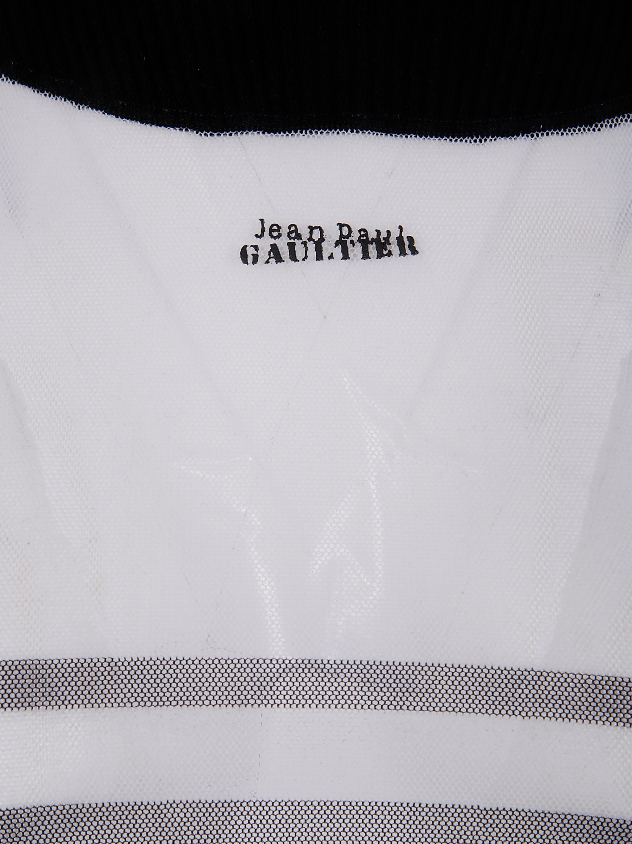 Jean Paul Gaultier Women Mix Mesh And Knit Long Sleeves Pullover Printed "Mariniere" - 6