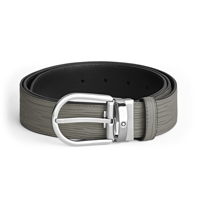 HORSESHOE BUCKLE MEDIUM GREY 35MM LEATHER BELT 1
