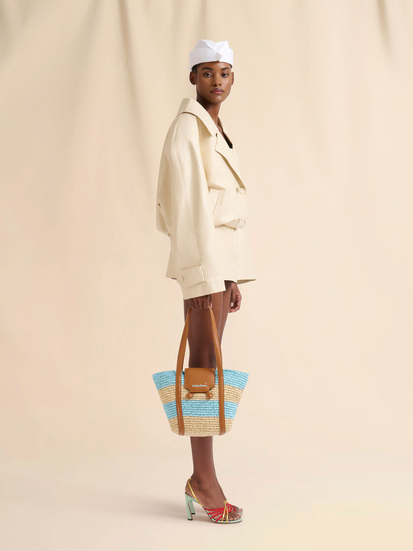 SMALL BLUE STRIPE RAFFIA-EFFECT TRUNKAROO BEACH BAG - 2